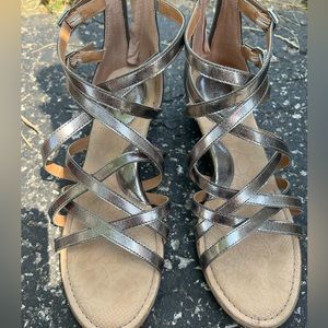 Silver wedge sandals